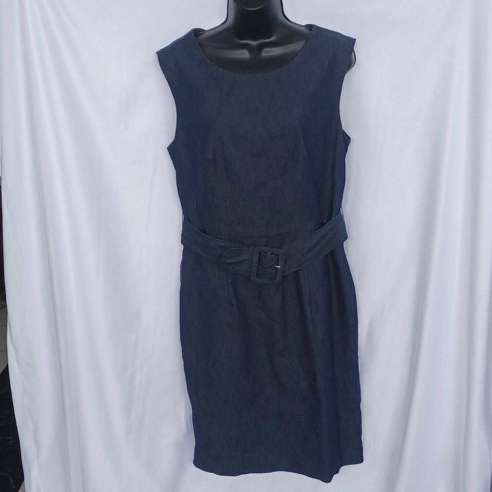 The Limited Women Belted Sheath Dress Sleeveless Size 10 Demin